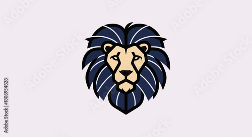 Stylized Lion Head with Dark Mane and Focused Expression.