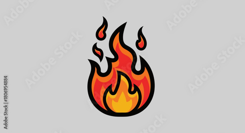Stylized illustration of a bright orange and yellow flame.