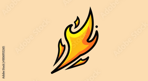 Stylized Flame Illustration with Yellow and Orange Hues.