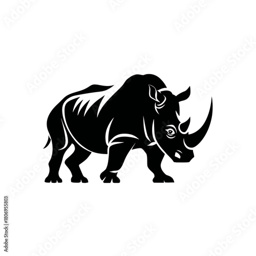 Silhouette of a charging rhinoceros