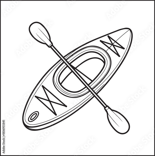 Simple and beautiful boat on water black vector line art illustration for children coloring page or book design 