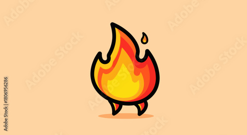 Stylized Flame Illustration with Vibrant Colors and Bold Outline.