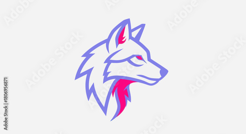 Stylized Wolf Head Logo with Vibrant Pink and Purple Accents.