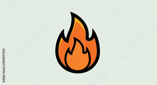 Vibrant Cartoon Fire Flame Icon Illustration on a Clean Background.