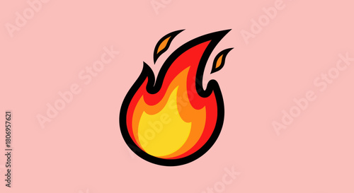 Stylized cartoon fire flame icon representing heat energy and passion.