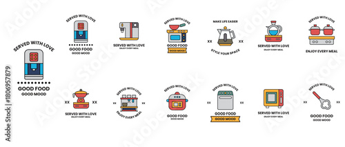 A series of images of kitchen appliances