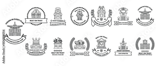 A collection of building icons