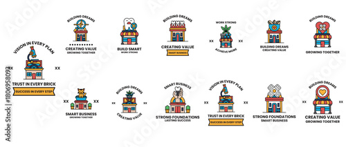 A series of images of buildings with the words "Smart Home" written below them