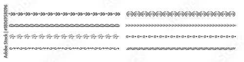 Collection of hand drawn decorative dividers and ornaments for elegant design elements. Collection of decorative line dividers with editable stroke vector illustration.