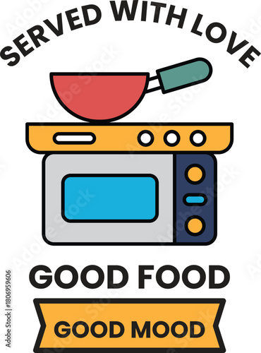 A black and white image of a stove top with a spatula on top of it