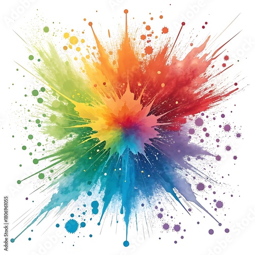 Vibrant color powder explosion on white background