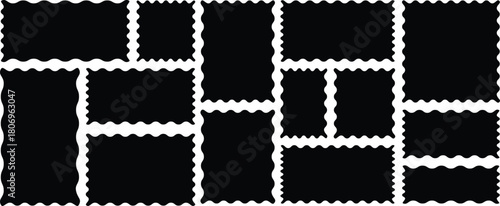 Set of Rectangle frames with zigzag edge, wavy edge shapes, zigzag frame, zigzag edge stickers, frames, shapes, zig zag edge. vector illustration
