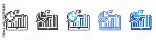 Analytics icon set multiple style collection
