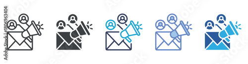 Email Marketing icon set multiple style collection