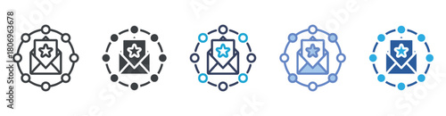 Newsletter icon set multiple style collection