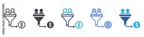Sales Funnel icon set multiple style collection