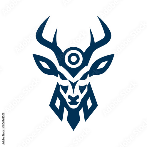Stylized deer head with tribal markings