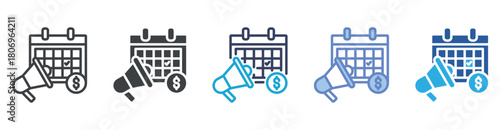 Campaign icon set multiple style collection