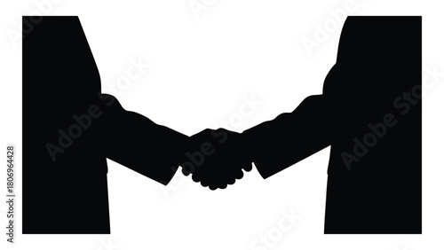 Business handshake silhouette isolated on white background, Vector