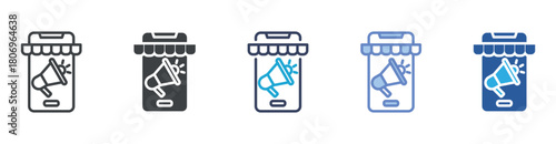 Online Marketing icon set multiple style collection