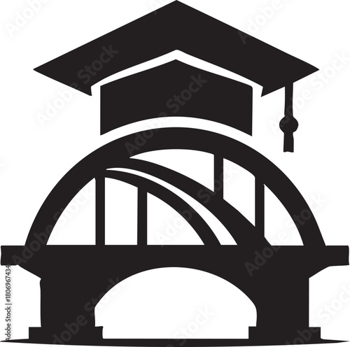 Vector illustration of a railway bridge over a river