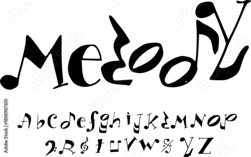 Musical Note Font – Creative Melody-Inspired Alphabet Typeface with Playful Symbolic Style for Music Branding and Artistic Typography Design