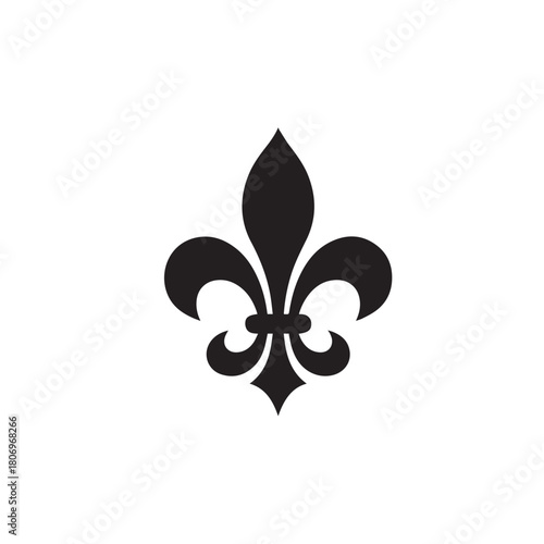 Fleurdelis symbol isolated on white background, a stylized lily used as a decorative design or emblem, especially in french heraldry