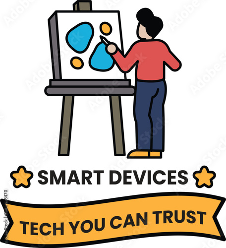 A man is painting on a canvas