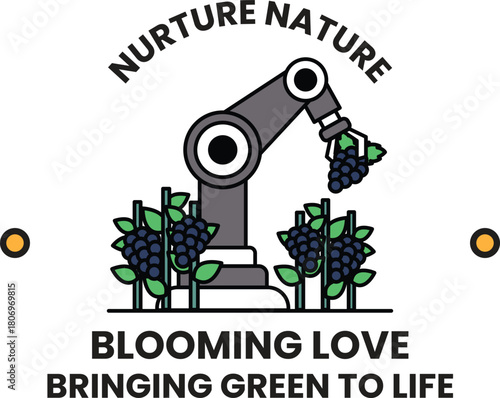 A robot is shown picking fruit from a tree