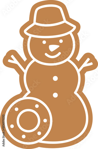 Christmas Beach sand snowman ginger cookies clipart isolated.
Summer sand snowman gingerbread cookie flat vector illustration.
Transparent background.