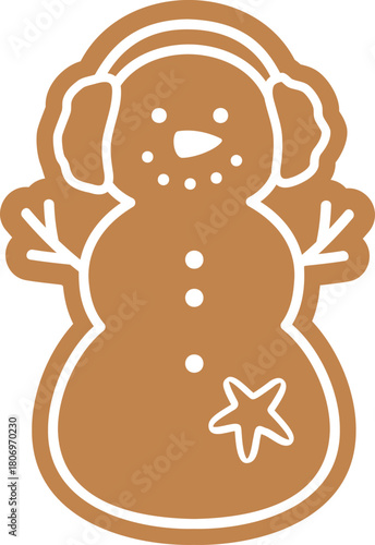 Christmas Beach sand snowman ginger cookies clipart isolated.
Summer sand snowman gingerbread cookie flat vector illustration.
Transparent background.