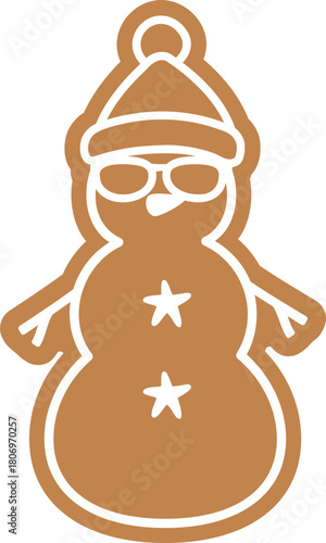 Christmas Beach sand snowman ginger cookies clipart isolated.
Summer sand snowman gingerbread cookie flat vector illustration.
Transparent background.