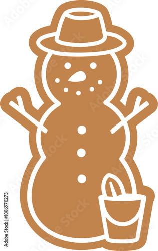 Christmas Beach sand snowman ginger cookies clipart isolated.
Summer sand snowman gingerbread cookie flat vector illustration.
Transparent background.