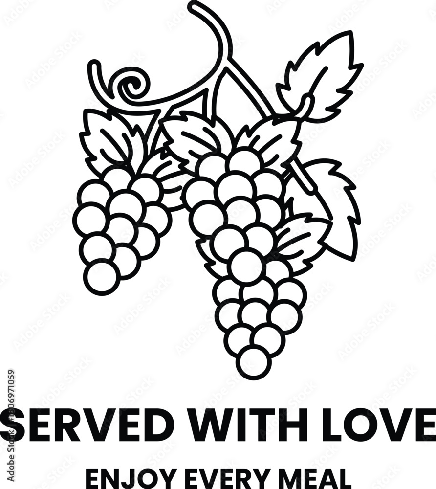 Fototapeta premium The grapes are surrounded by a leafy green stem