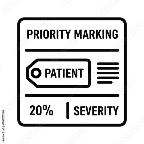 Priority marking for patient with 20% severity, isolated on