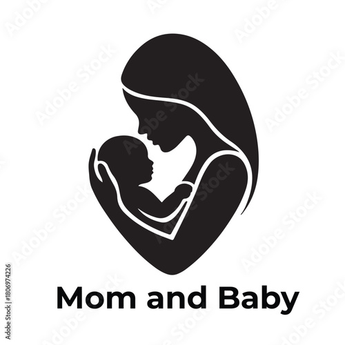 Mother and baby logo vector symbol