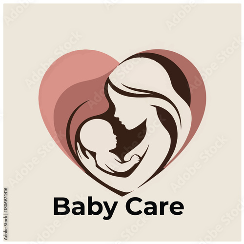 Mother and baby logo vector symbol