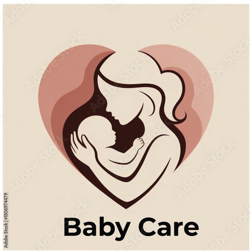 Mother and baby logo vector symbol
