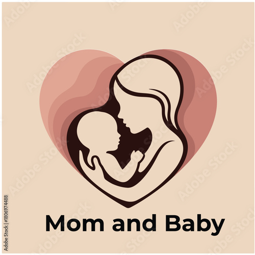 Mother and baby logo vector symbol