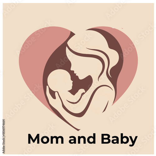 Mother and baby logo vector symbol