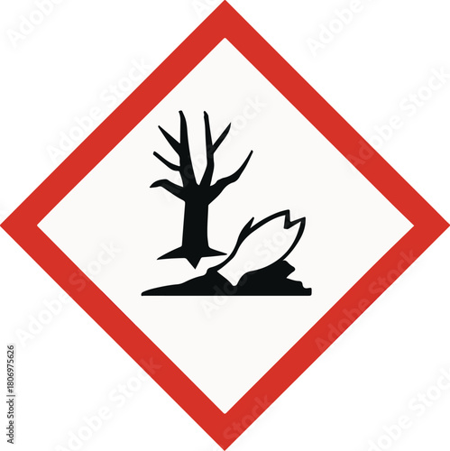 GHS Environment Hazard Icon. Dead Fish and Tree Warning Symbol
