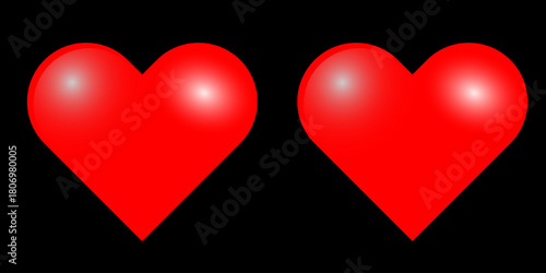 3D Red Heart Image. Beautiful Love Theme Graphic Design Background. Vector illustration.