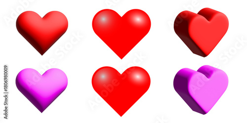 3D Red Heart Image. Beautiful Love Theme Graphic Design Background. Vector illustration.