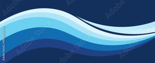 Abstract Wave Pattern with Blue Gradient Horizontal Background Design. Vector. eps10