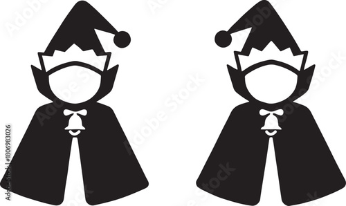 Cute Baby Elf Cape Vector Art: Christmas Costume Design Illustration Set Holiday Apparel.