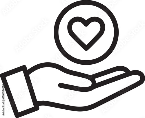 Show Your Love and Support with This Simple Icon of a Hand Holding a Heart in a Circle, Perfect for Charity and Community Projects