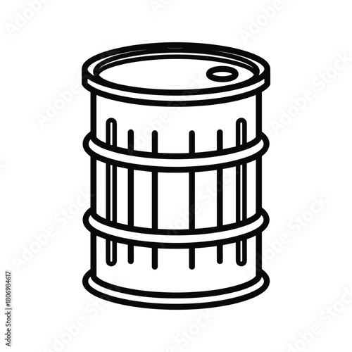 Metal barrel for storing liquids or hazardous materials, isolated on