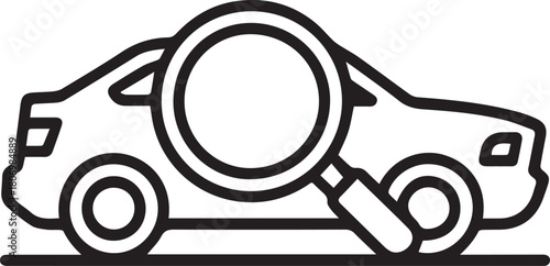 Detailed car inspection with magnifying glass for thorough auto check, ensuring safety and quality in vehicle maintenance and pre-purchase assessments