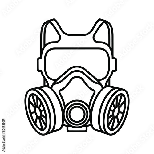 Line art of a respirator mask isolated on