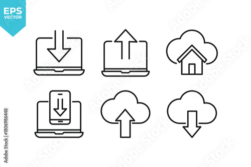 Set of line icons Download. Outline icons collection stock illustration